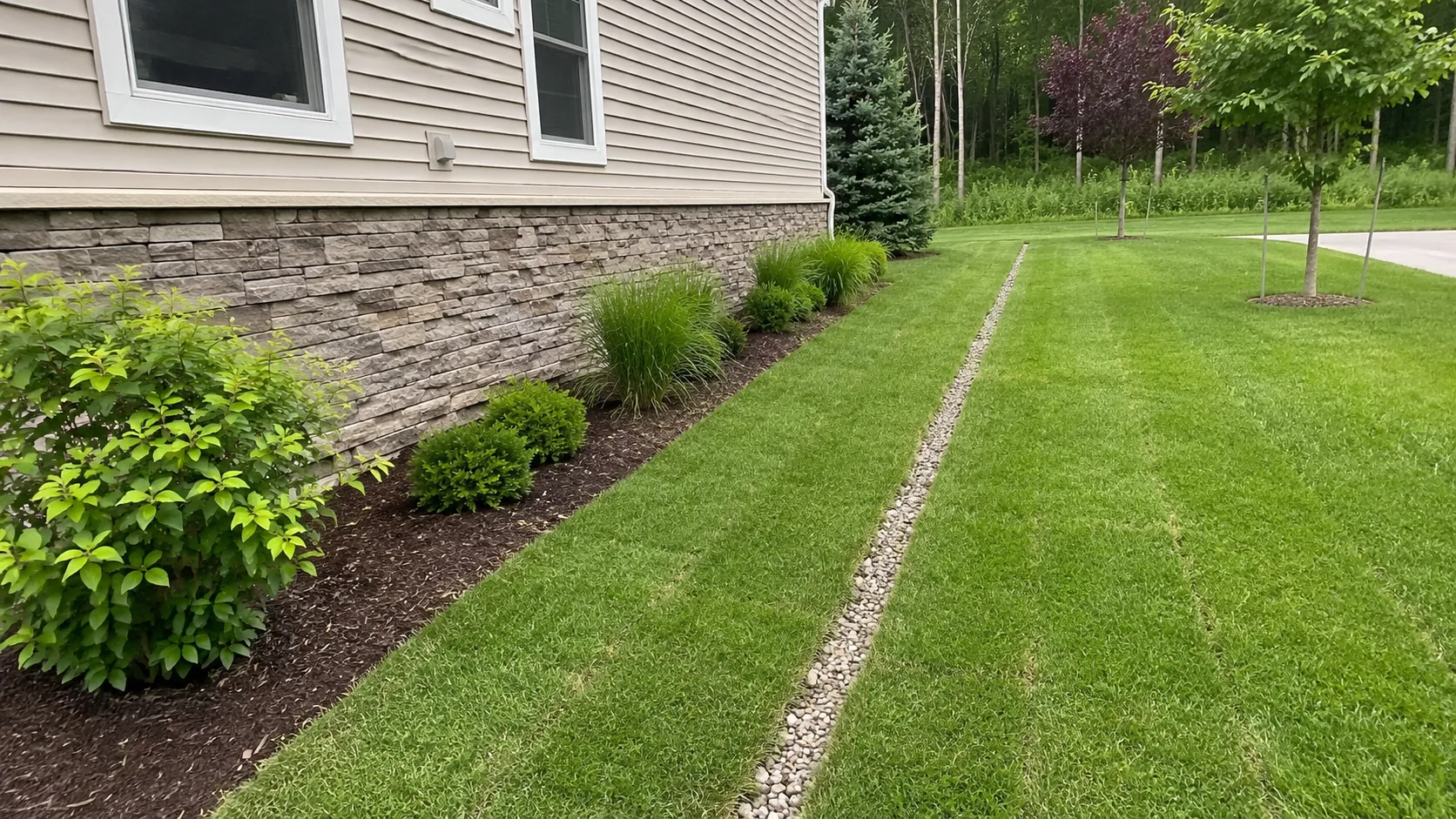 Finished residential drainage system near Stone Oak Texas